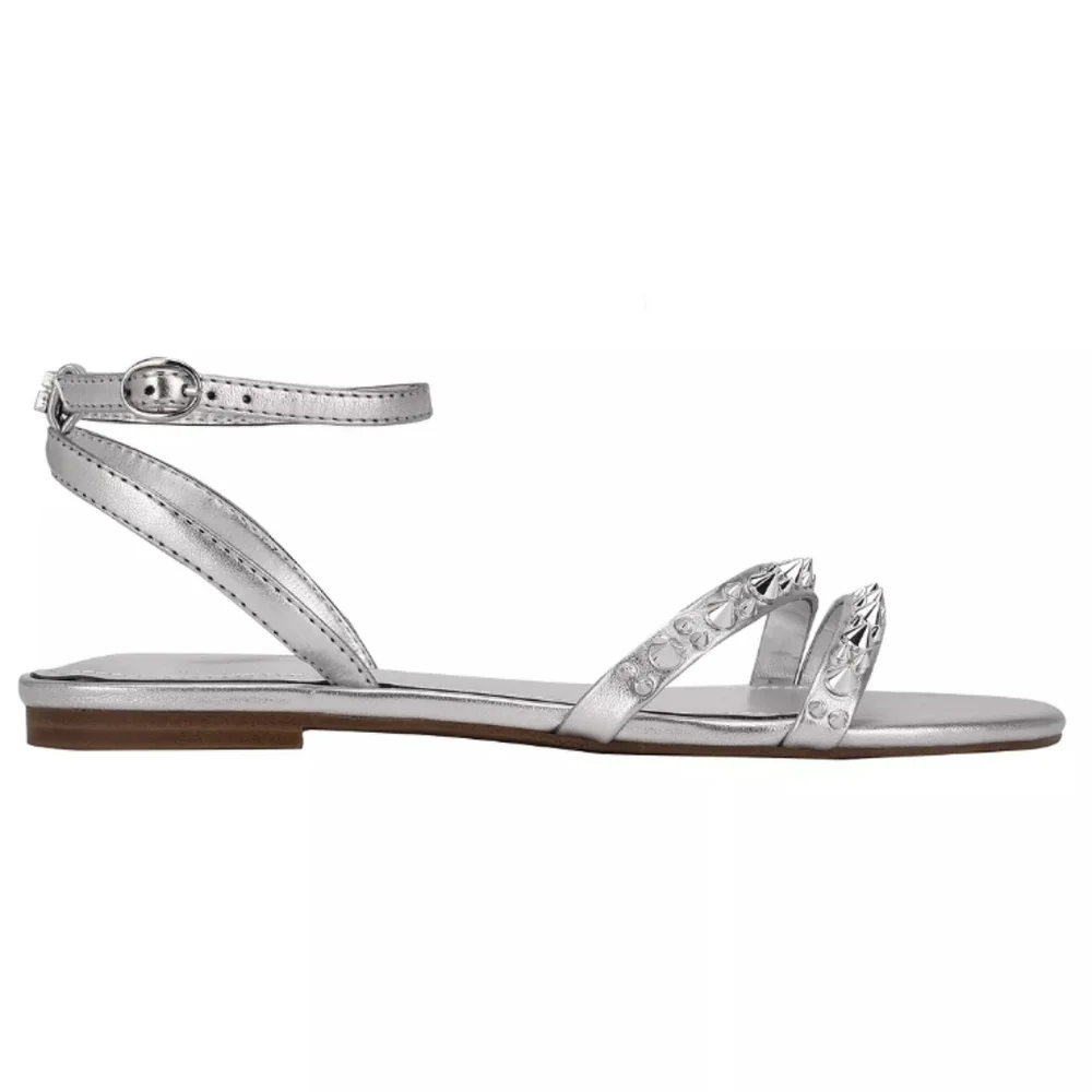 Guess Teagin Studded Strappy Sandals Silver -8 - Picture 2 of 8